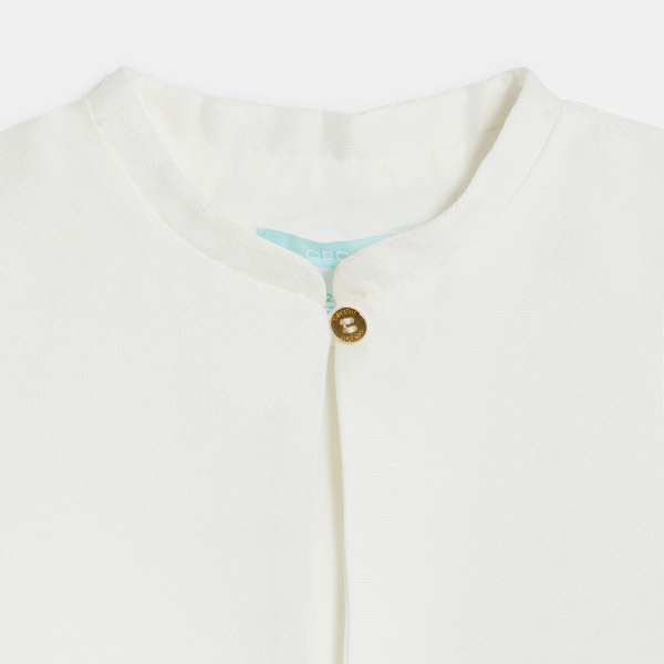 رداء أبيض قماش فاخر للطفلة الرضيعة